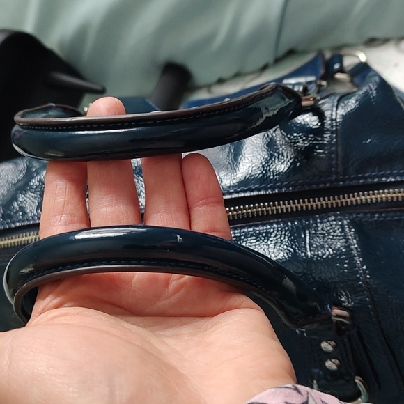 Coach Madison Sabrina dark teal blue patent leather satchel. 14178 MSRP$458 GUC - Picture 10 of 16